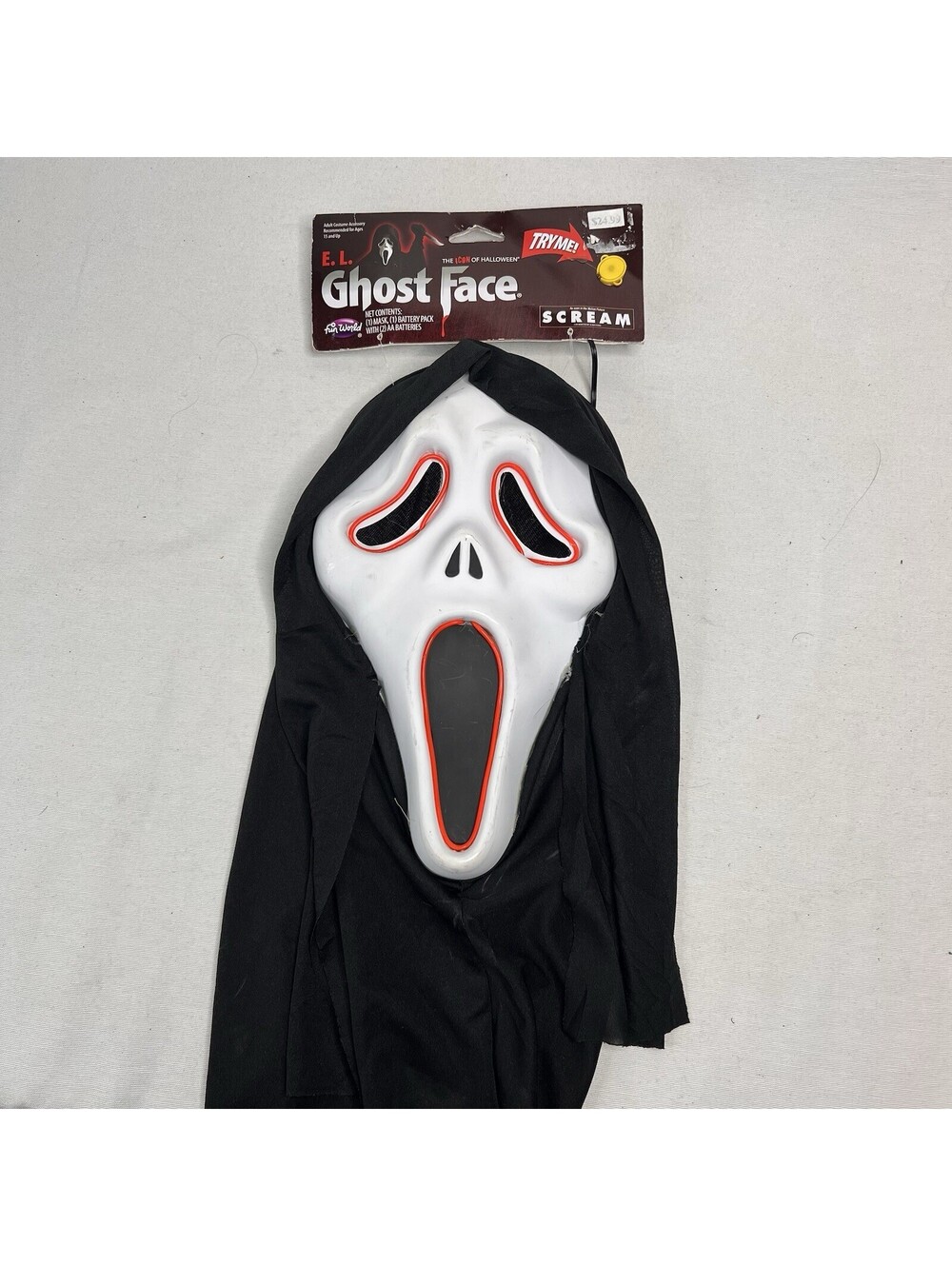 Fun World E.L Ghost Face Scream Light-Up Halloween Mask NWT (Old Stock)